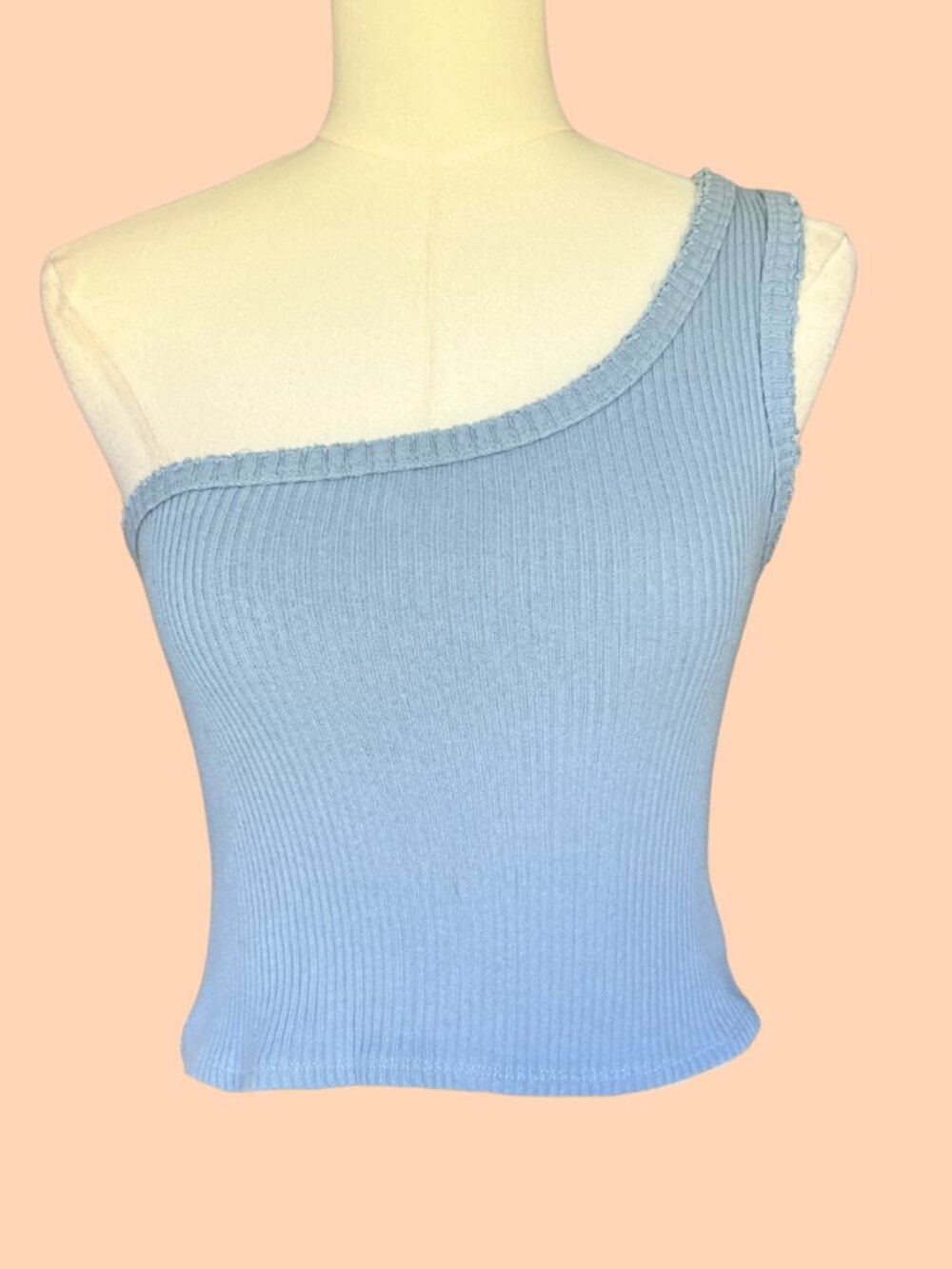 Urban Outfitters One-Shoulder Ribbed Tank in Light Blue